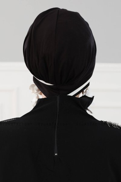 Elsa - Sort & Creme Bomuld Turban