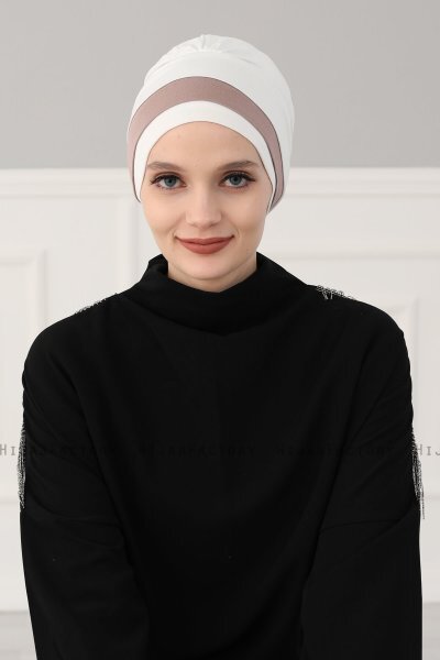 Elsa - Creme & Taupe Bomuld Turban