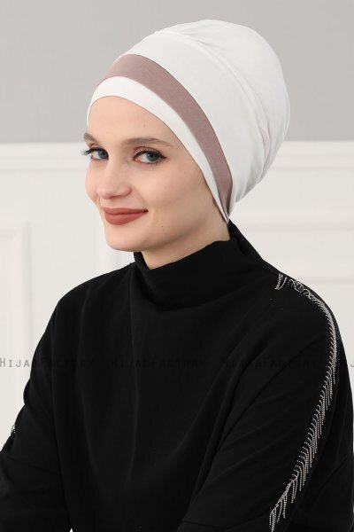Elsa - Creme & Taupe Bomuld Turban