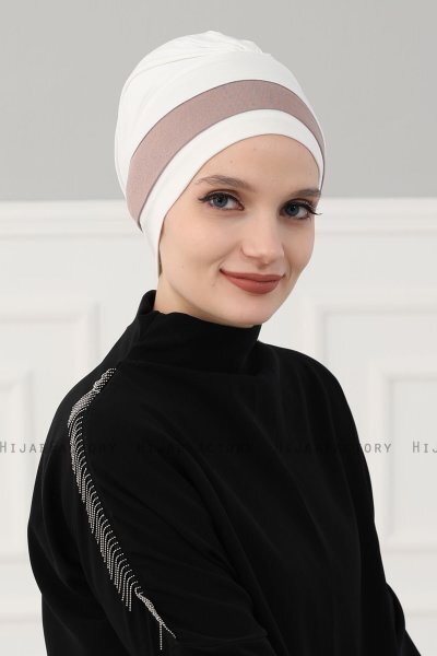 Elsa - Creme & Taupe Bomuld Turban
