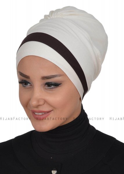Elsa - Creme & Brun Bomuld Turban