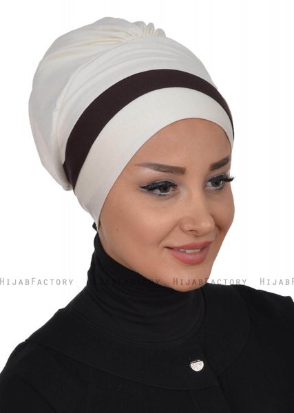 Elsa - Creme & Brun Bomuld Turban