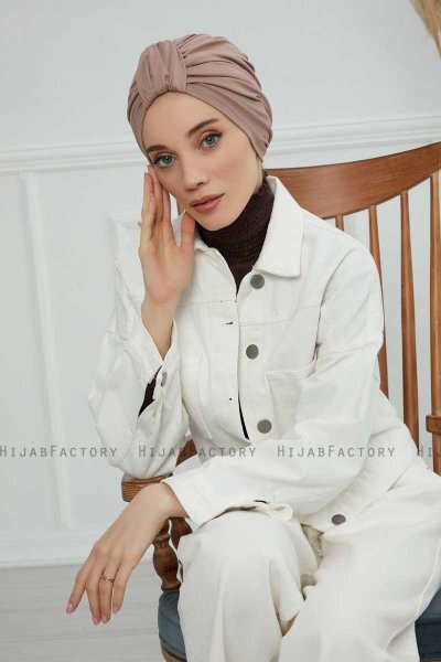 Laura - Taupe Bomuld Turban