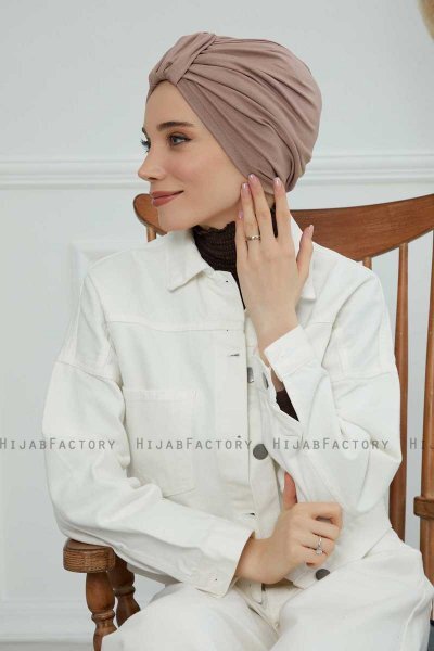 Laura - Taupe Bomuld Turban