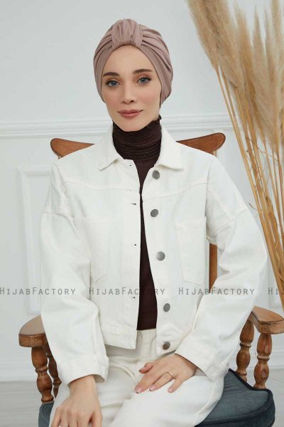 Laura - Taupe Bomuld Turban