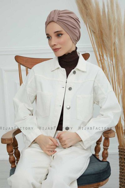 Laura - Taupe Bomuld Turban