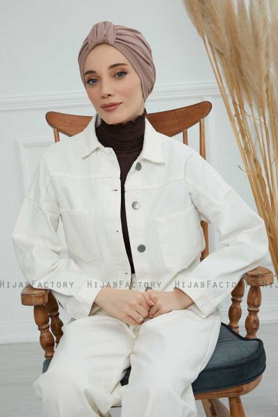Laura - Taupe Bomuld Turban