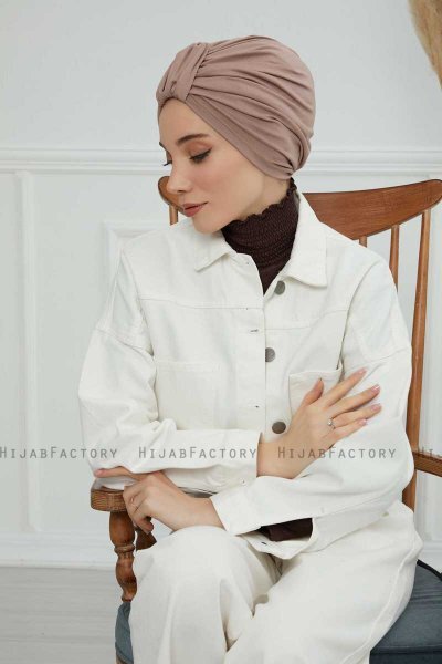 Laura - Taupe Bomuld Turban