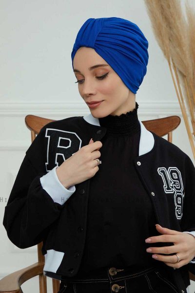 Laura - Blå Bomuld Turban