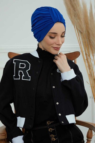 Laura - Blå Bomuld Turban