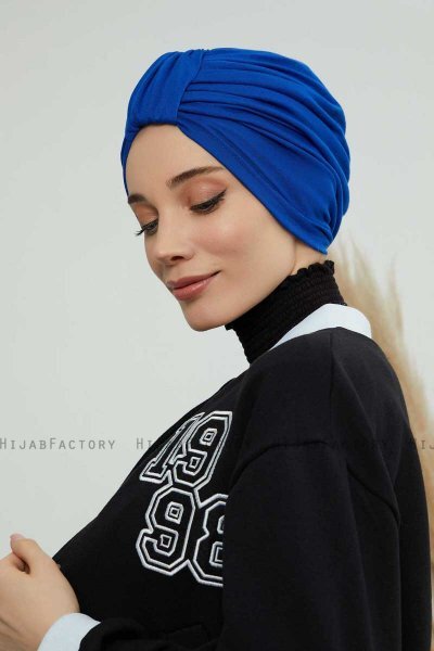 Laura - Blå Bomuld Turban