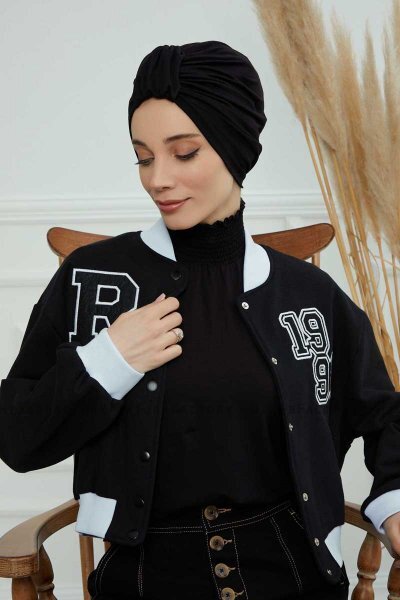 Laura - Svart Bomuld Turban