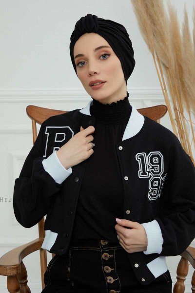 Laura - Svart Bomuld Turban