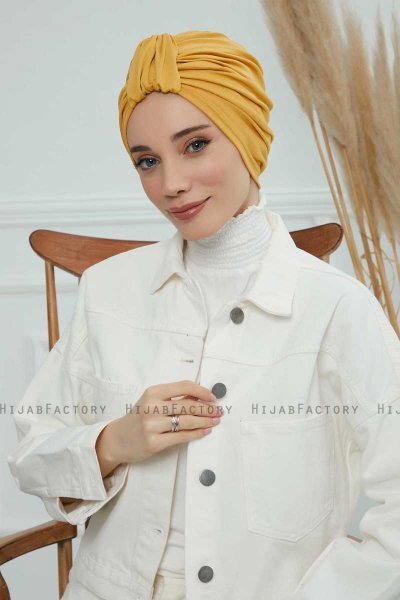 Laura - Sennepsgul Bomuld Turban