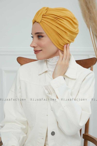 Laura - Sennepsgul Bomuld Turban
