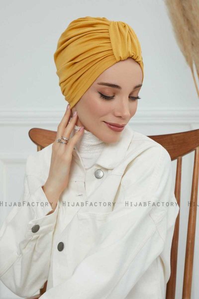Laura - Sennepsgul Bomuld Turban