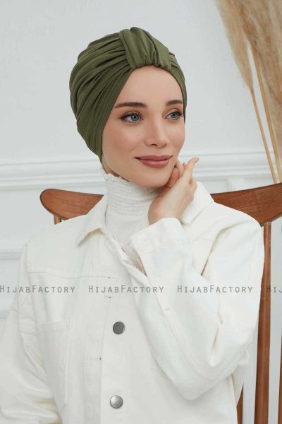 Laura - Khaki Bomuld Turban