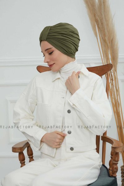 Laura - Khaki Bomuld Turban