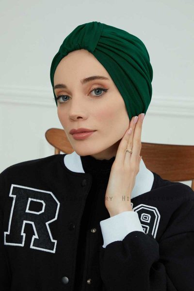 Laura - Mørkegrøn Bomuld Turban