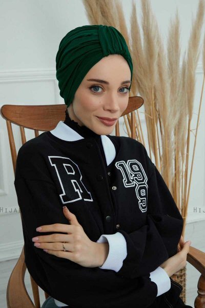 Laura - Mørkegrøn Bomuld Turban