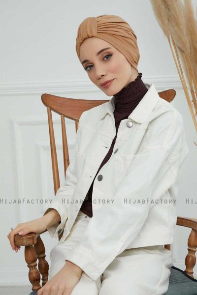 Laura - Lysebrun Bomuld Turban