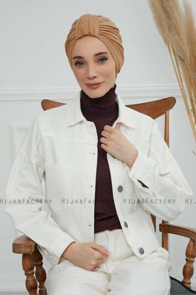 Laura - Lysebrun Bomuld Turban