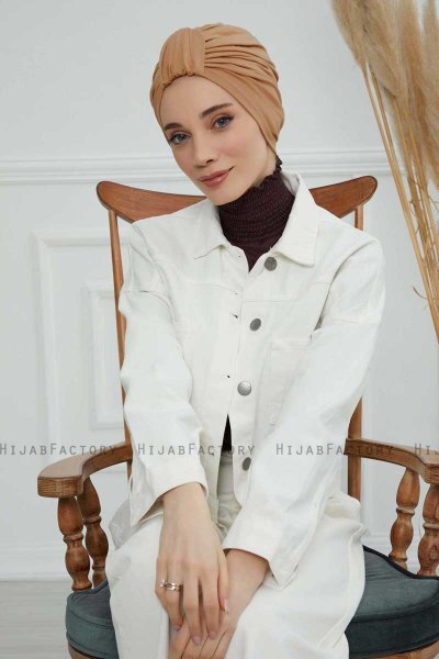 Laura - Lysebrun Bomuld Turban