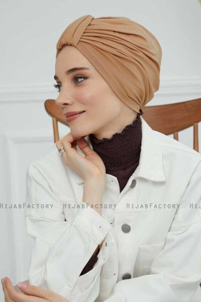 Laura - Lysebrun Bomuld Turban