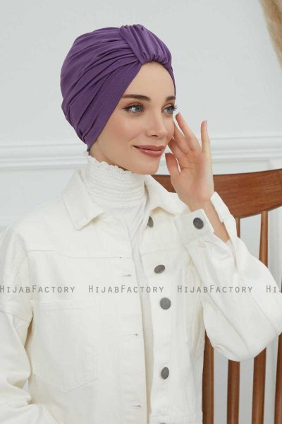Laura - Violet Bomuld Turban