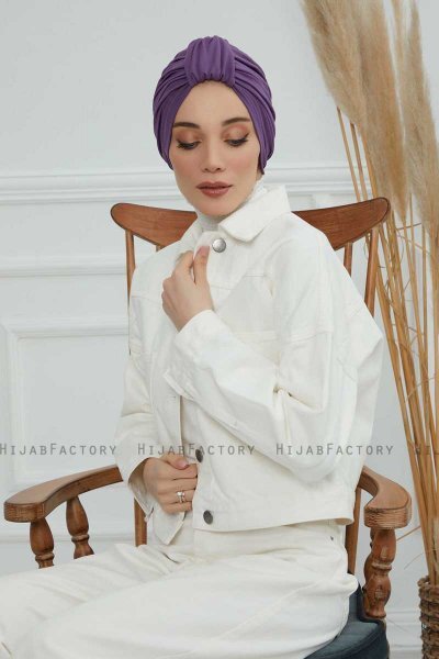Laura - Violet Bomuld Turban
