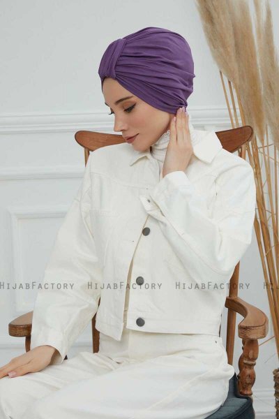 Laura - Violet Bomuld Turban