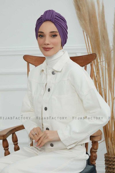 Laura - Violet Bomuld Turban