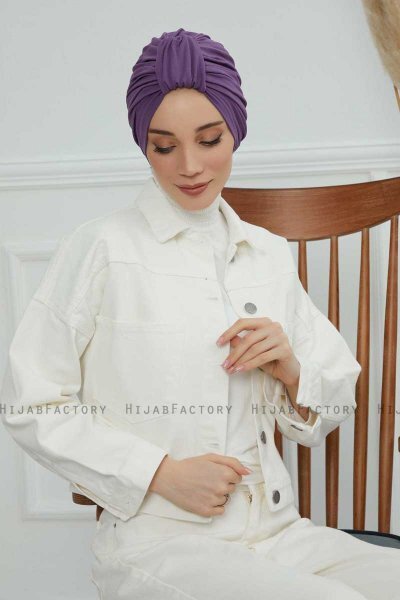 Laura - Violet Bomuld Turban