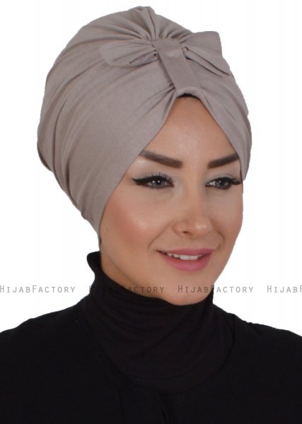 Agnes - Taupe Bomuld Turban - Ayse Turban