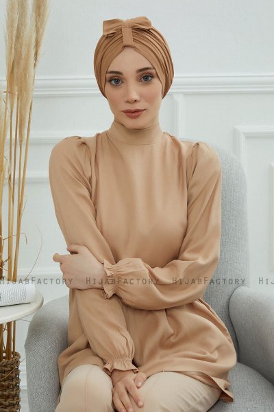 Agnes - Lysebrun Bomuld Turban