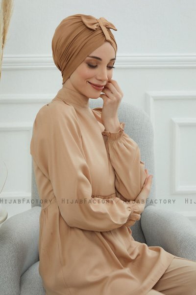Agnes - Lysebrun Bomuld Turban