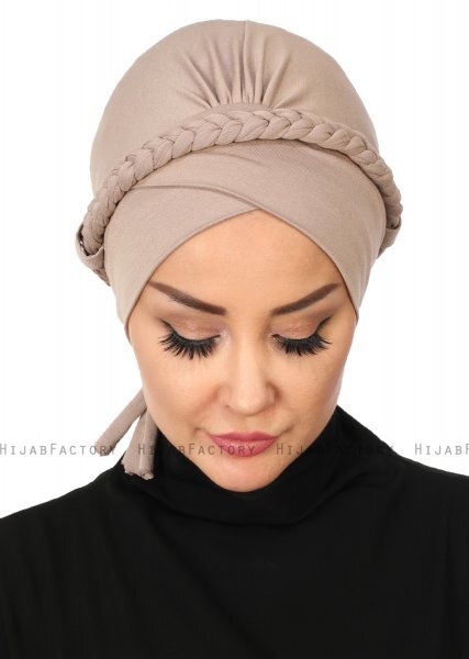 Olivia - Taupe Bomuld Turban - Ayse Turban