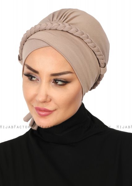 Olivia - Taupe Bomuld Turban - Ayse Turban