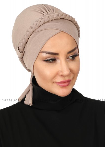 Olivia - Taupe Bomuld Turban - Ayse Turban