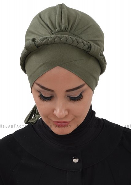 Olivia - Khaki Bomuld Turban - Ayse Turban