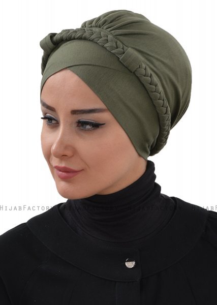 Olivia - Khaki Bomuld Turban - Ayse Turban