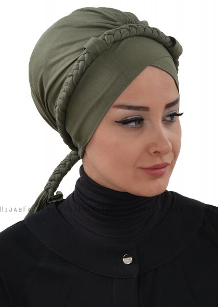 Olivia - Khaki Bomuld Turban - Ayse Turban
