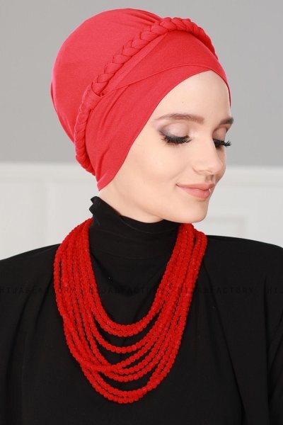 Olivia - Rød Bomuld Turban - Ayse Turban