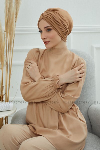 Wilma - Lysebrun Bomuld Turban