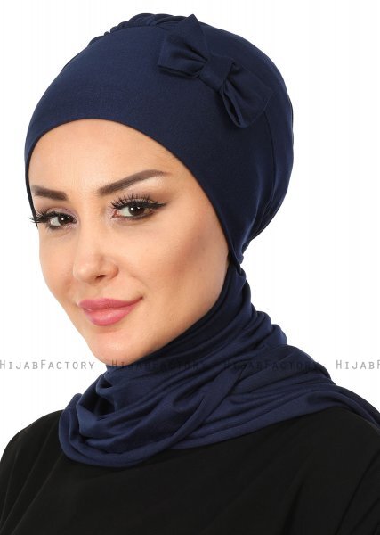 Bianca - Marine Blå Bomuld Turban