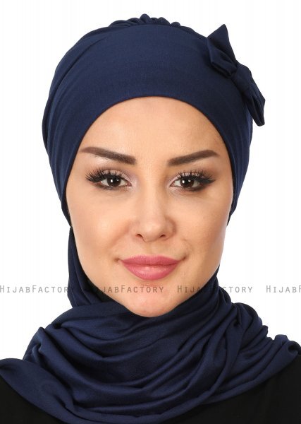 Bianca - Marine Blå Bomuld Turban