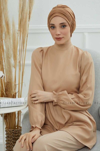 Linda - Lysebrun Bomuld Turban