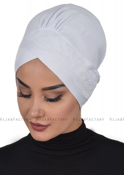 Molly - Hvid Lace Bomuld Turban