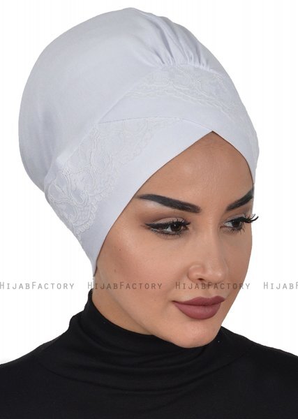 Molly - Hvid Lace Bomuld Turban