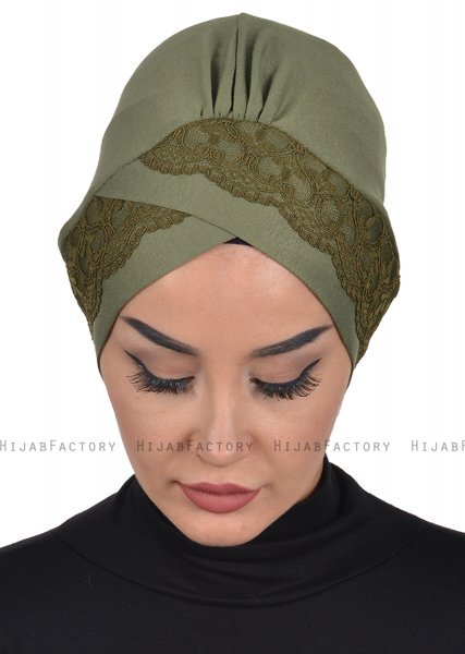 Molly - Khaki Lace Bomuld Turban - Ayse Turban